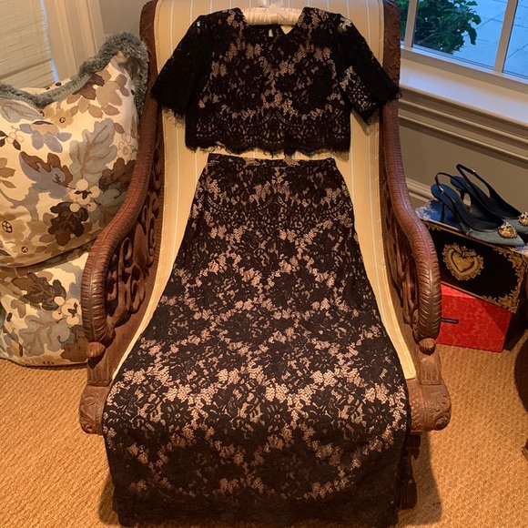 THE JETSET DIARIES FANTASIA BLACK LACE SUPER GLAM 2PIECE SET WITH EYELASH TRIM - Picture 2 of 15